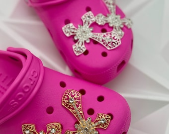 Rhinestone Cross shoe Charm: Religious Shoe Decoration