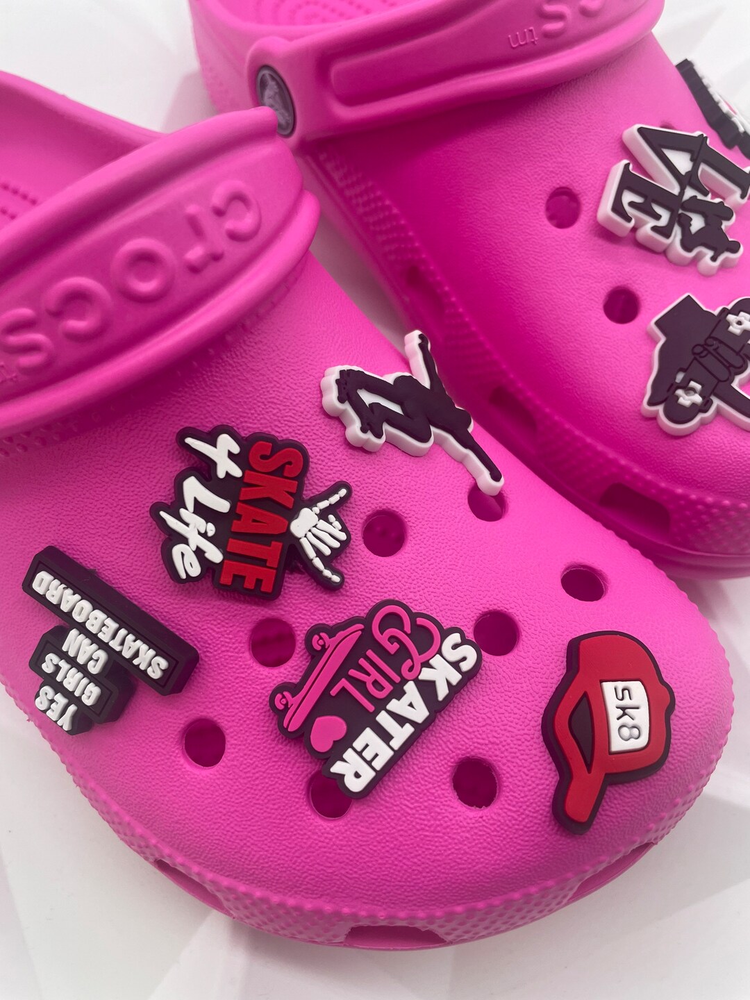 Jibbitz Pink Crocs With Charms Pink Crocs Girly Jibbitz For Crocs