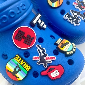 Skateboard croc charms . Skater crocs charms . Cool croc charms. Skateboard party . Skater crcocs