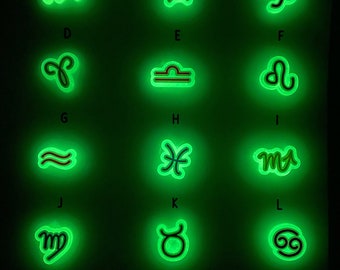 Astrology. Zodiac sign  Glow in the Dark Charms for shoes and wrist bands
