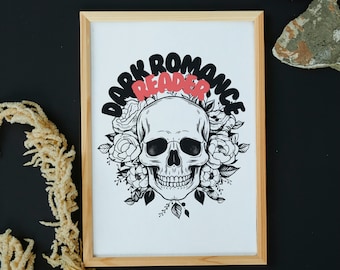 Dark Romance Reader Skull Print: Bookish Decor (Digital Download)