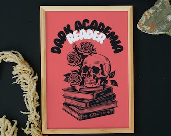 Dark Academia Skull Bookshelf Print: Gothic Reader Decor (PDF & PNG)