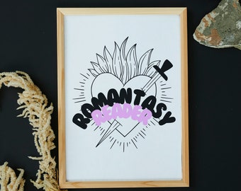 Bookish Romantasy Print: Pink & White Bookshelf Decor (Digital Download)
