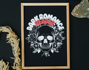 Dark Romance Reader Skull Print: Bookish Decor (PDF & PNG)