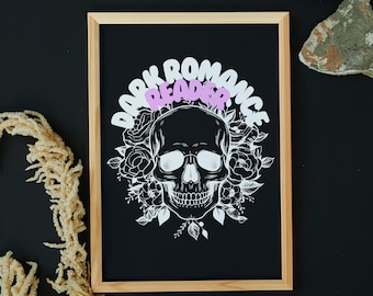 Dark Romance Reader Skull Print: Bookish Decor (PDF & PNG)