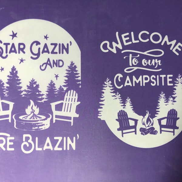 Silk Screen Stencil, silk Screen Transfer, reusable Transfer, Diy, Chalk Transfer, Ink transfer, Camping,Camper lighted bucket, Welcome