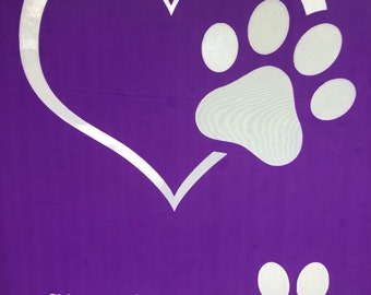 Heart with paw print Silk Screen Stencil, Transfer reusable
