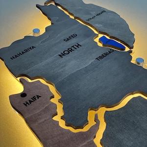 Beleuchtete Holzkarte von Israel, leuchtende Karte des Heiligen Landes, christliche Wandkunst, Israel-Wanddekoration, Geschenk für Reiseliebhaber, einzigartiges Ostergeschenk
