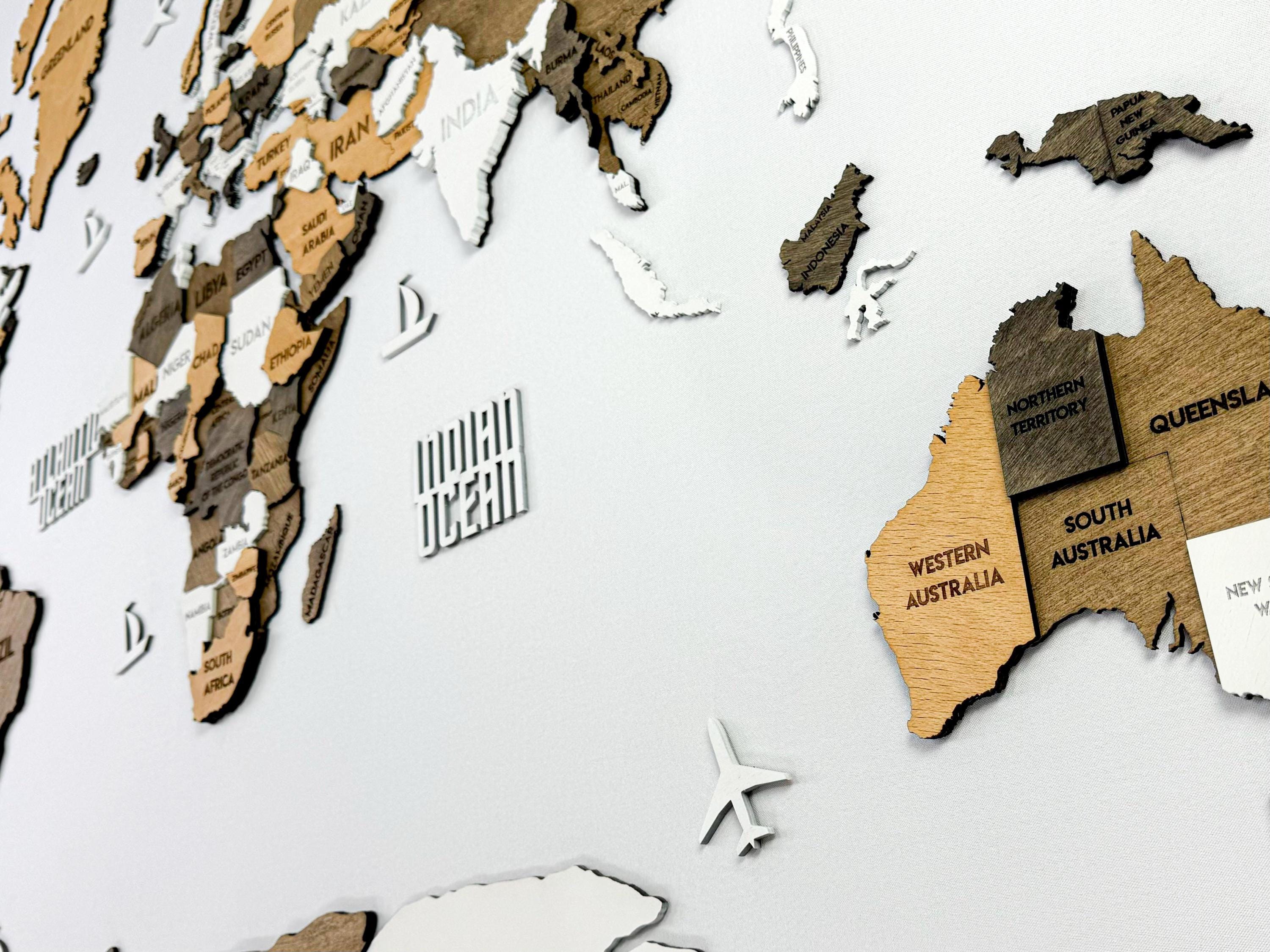 Map Backlit Graphic Wooden World Map LED - Light up Wall Map, 3D Wooden Map Decor, LED ...