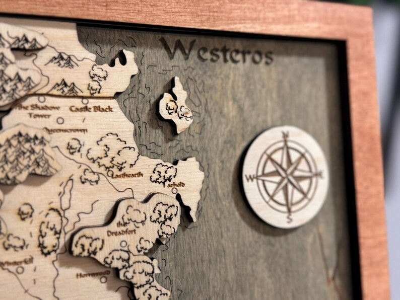 Carte en bois 3D spéciale de la Maison du Dragon, Westeros et Essos
