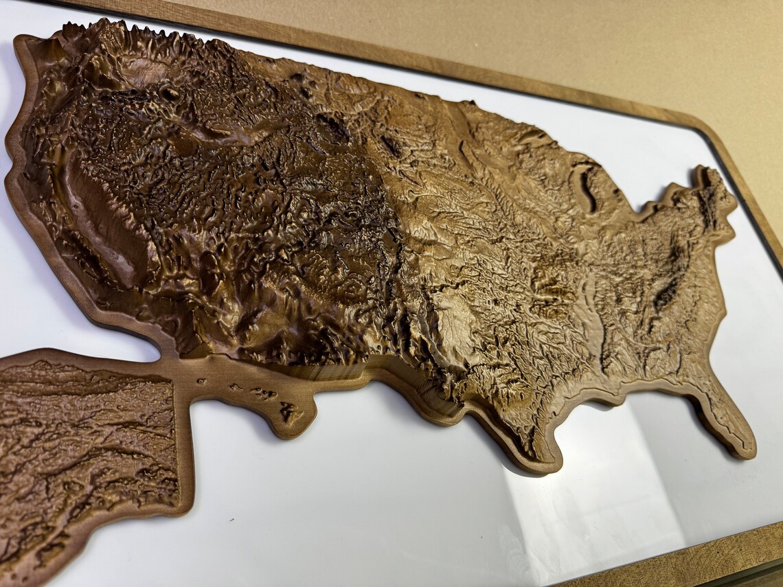 Nut Ruck Topographic 3D USA Map Color Nut, Wooden Travel Map, Topographic Map, 3D Wooden Map ...