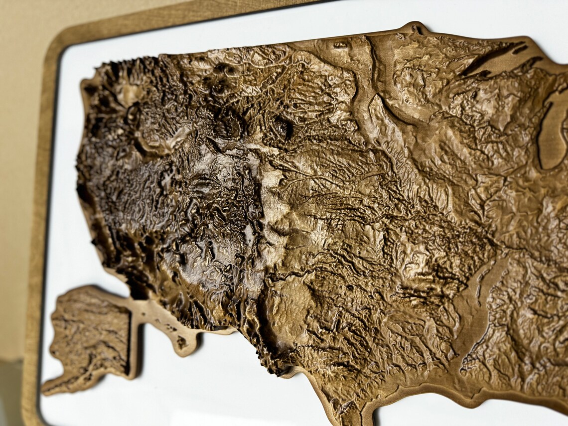 Nut Ruck Topographic 3D USA Map Color Nut, Wooden Travel Map, Topographic Map, 3D Wooden Map ...