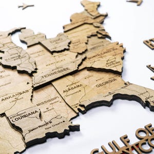 Mappa rustica in legno per viaggiatori USA - Grande decorazione murale per regalo per la nuova casa, mappa del mondo in legno 3D - Decorazione murale rustica unica per marito