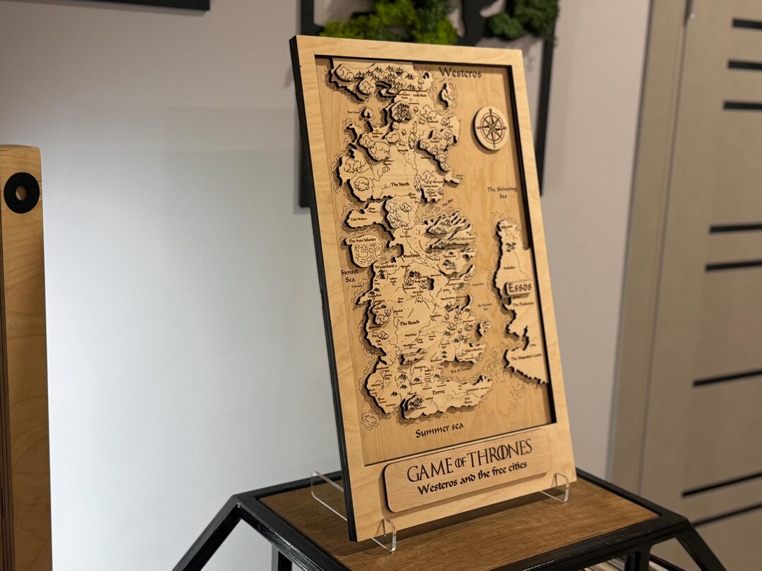 House of the Dragon 3D Wood Map, Customizable Westeros & Essos, Wall ...