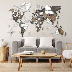 World map board, Wooden travel map, Wood world map, 3D wall world map mural oversized, Living room decor, anniversary gift for girlfriend