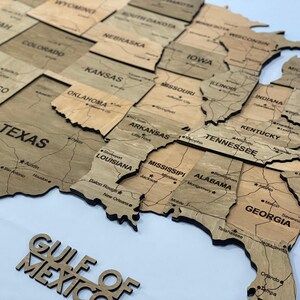 Mapa detallado de madera de EE. UU. con ciudades – Mapa mural 3D de Estados Unidos, gran cuadro de madera para el hogar o la oficina, regalo hecho a mano