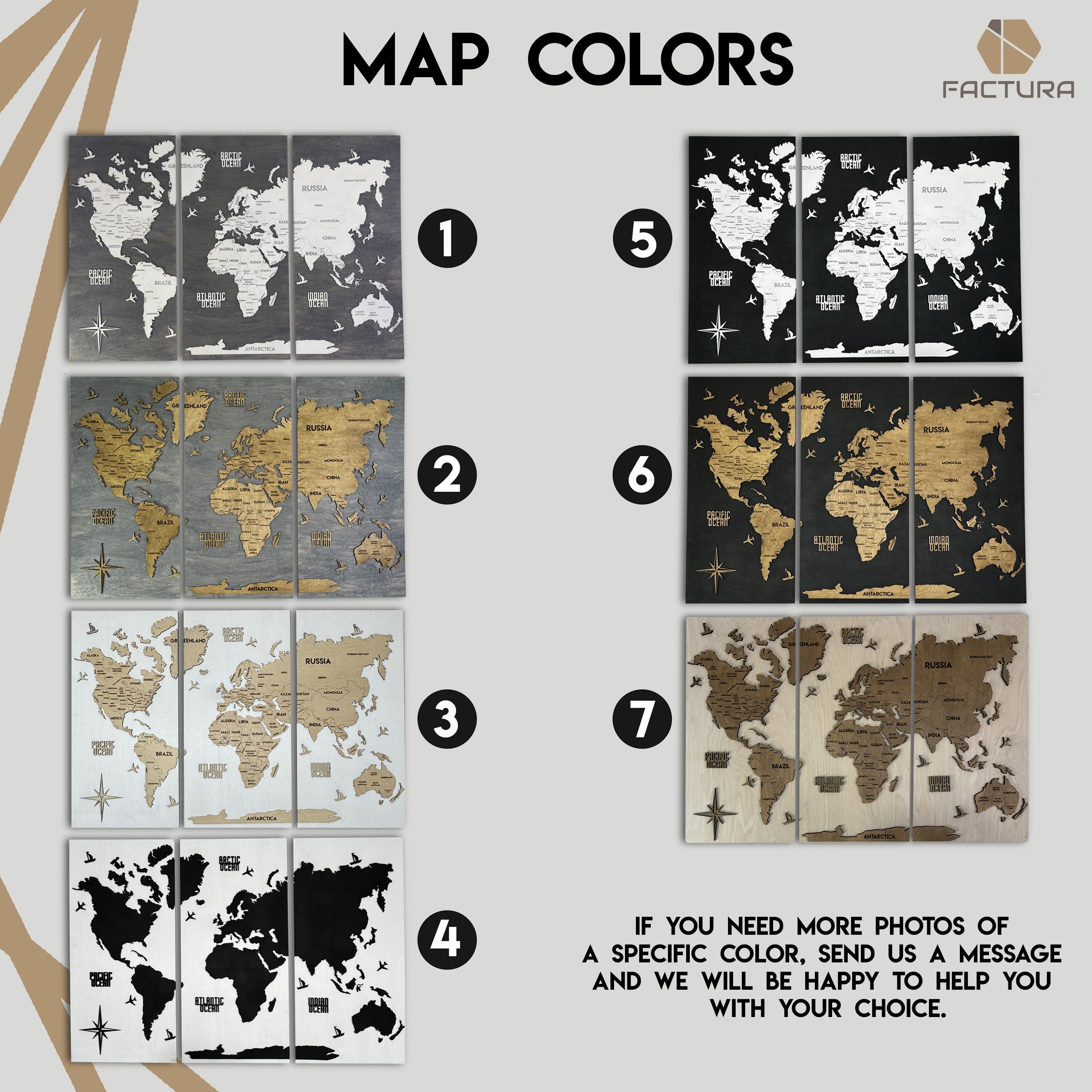Wood World Map Wall Art Set, 3 Piece Push Pin Travel Map, Rustic ...