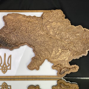 Drewniana mapa topograficzna Ukrainy 3D, mapa turystyczna