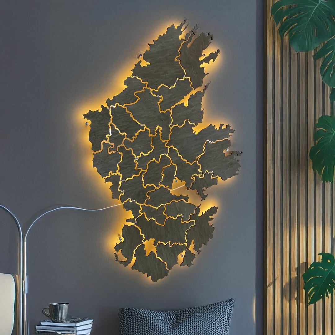 Rustic Irish Map Engraved Wooden Ireland Map, Large Wall Decor, Travel Map, Home and ...