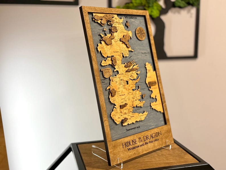 House of the Dragon 3D Wood Map, Customizable Westeros & Essos, Game