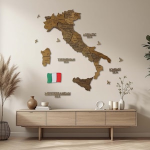 Wooden Italy Map, Modern Office or Home Wall Decor, Country Map for Travelers, Perfect for Travel Lovers, Mother’s Day Gift