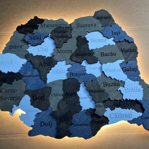 Wooden Romania Map, Travel Map Wall Art, Large Decorative City Map, Living Room Decor, New Home Gift, Unique Map by Ukrainian Seller