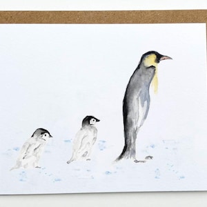 Keizerspinguïn, pinguïnkaart, vaderdagkaart, wenskaart, blanco notitiekaart, van kunstenaar Sarah Epsom