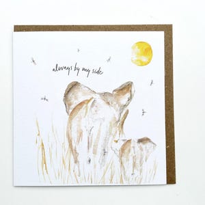 Moederdagkaart olifant, olifanten en libellen, quote 'Always By My Side', milieuvriendelijke kaart, kraftenvelop, door Sarah Epsom