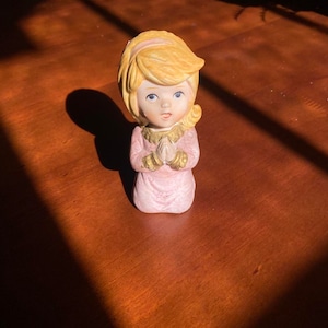 Vintage praying girl figurine, religious statue