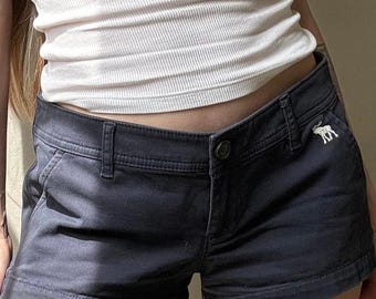 Y2K Abercrombie & Fitch Navy Low Rise Baumwolle Chino Shorts 2 Preppy Frühling Sommer Urlaub 2000er Jahre