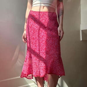 Vintage Y2K Pink Fairy Midi Skirt Small Flirty Girly Summer Vacation