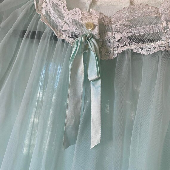 Vintage mint green sheer robe - image 3