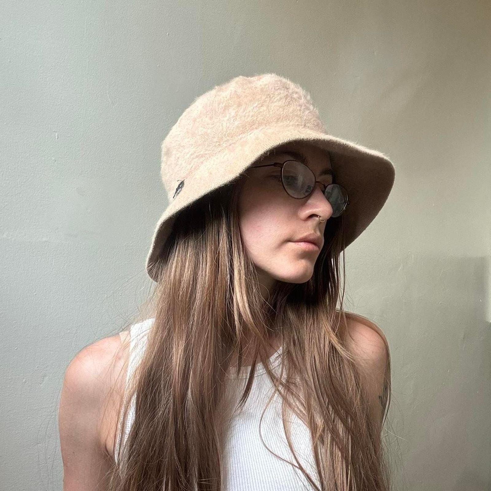 Vintage Camel Fuzzy Kangol Bucket Hat Y2K 90s Streetwear 