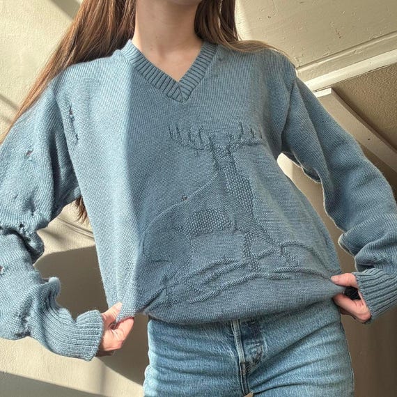 Vintage Mcgregor Sportswear Elk Knit V-neck Sweater 38 70s 80s 
