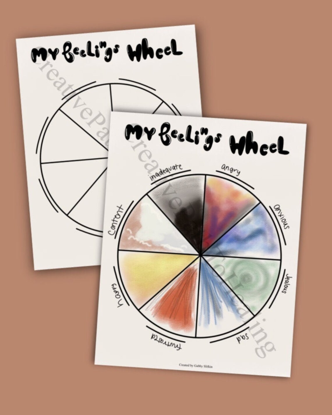 emotion feelings wheel worksheet for therapy therapeutic etsy