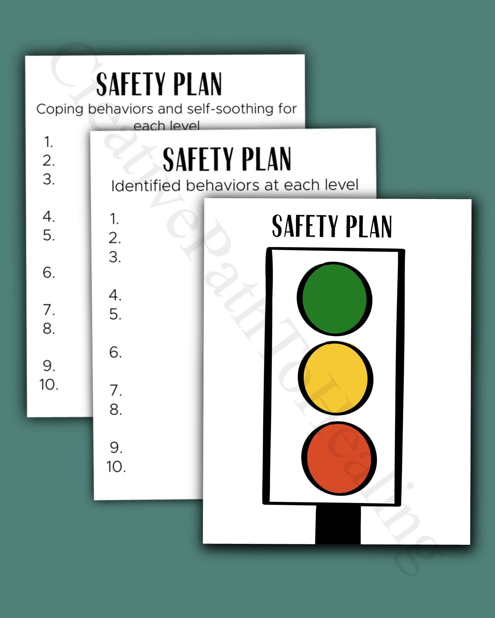 Safety Plan 2 Template Therapy Tool Selfsoothing Etsy