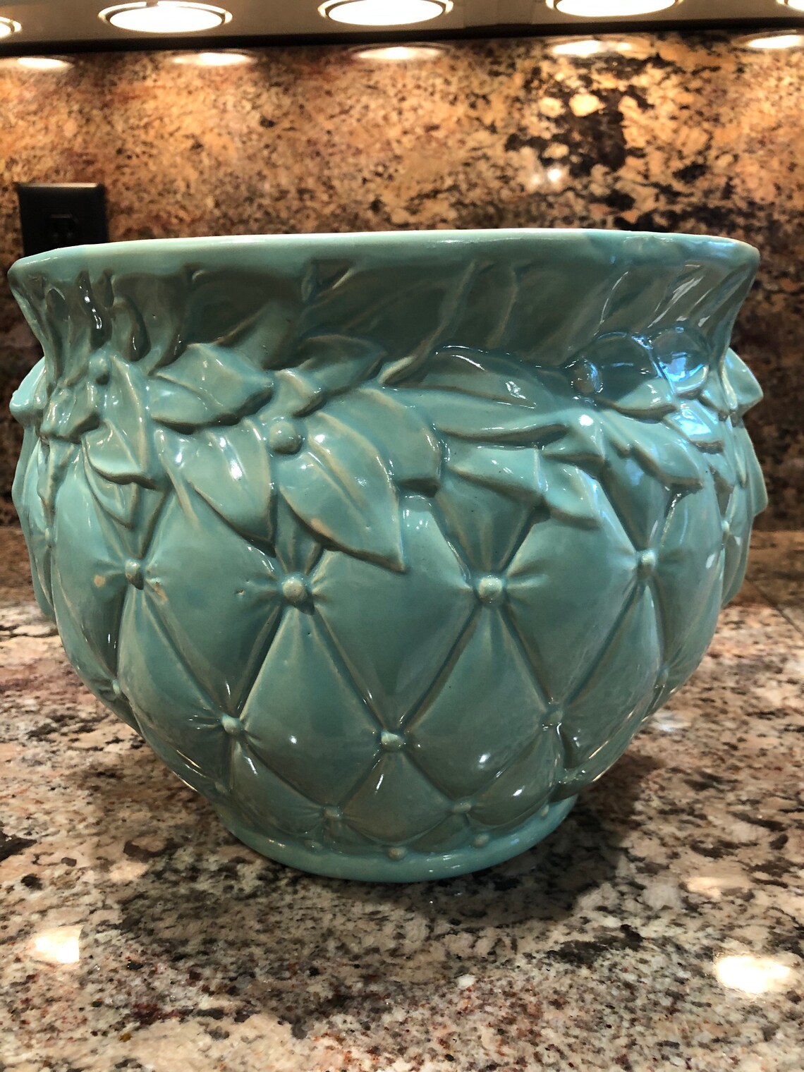 Antique McCoy Pottery Large Jardiniere quilted leaves and | Etsy