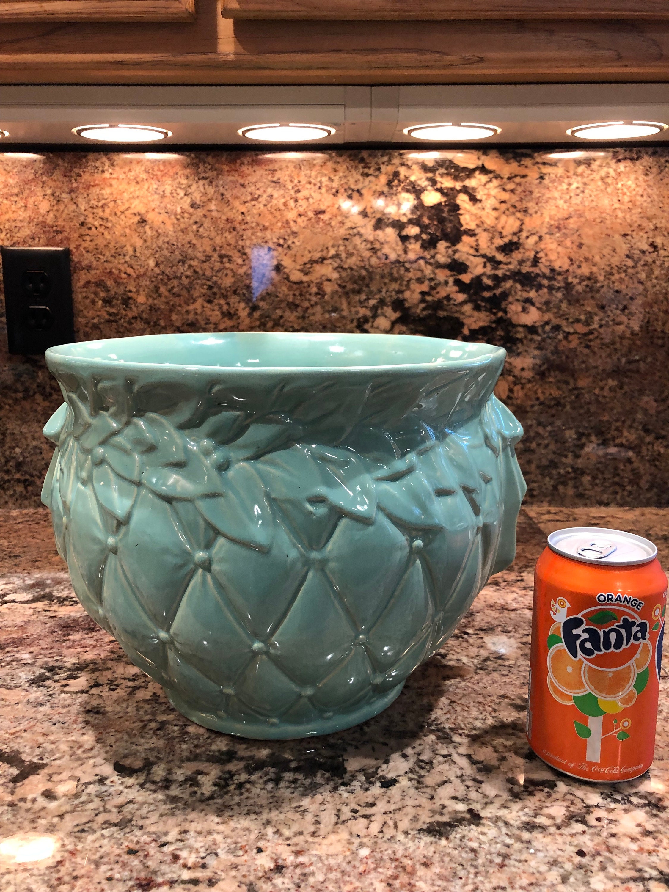 Antique McCoy Pottery Large Jardiniere quilted leaves and | Etsy