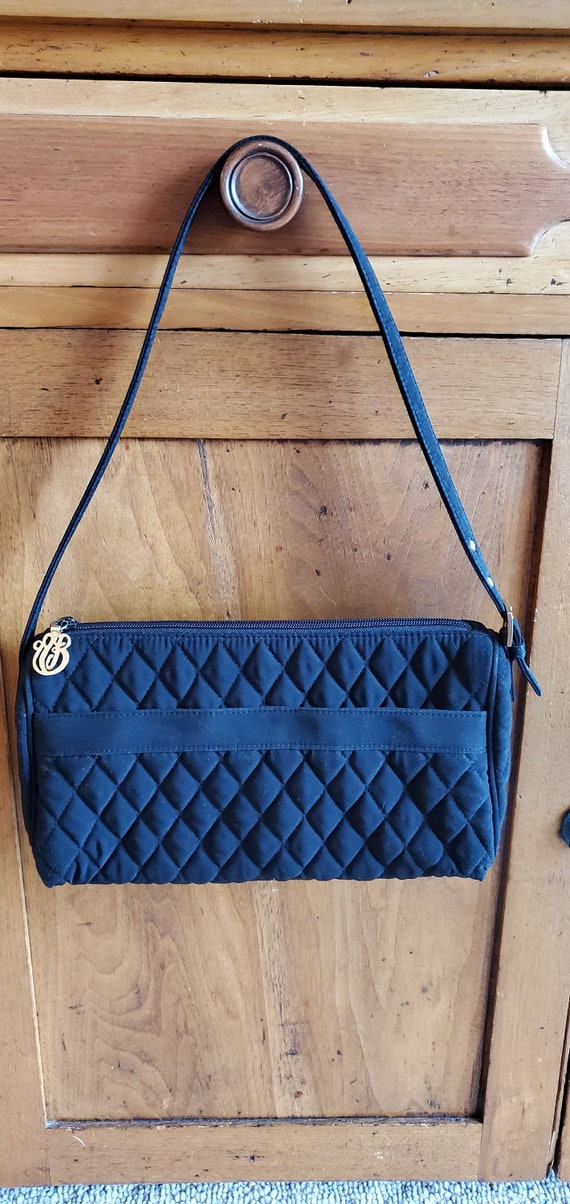 Vera Bradley Black Microfiber/quilted Shoulder Bag With Gold - Etsy