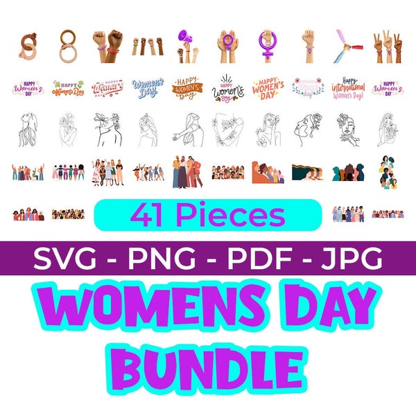 Womens Day Bundle, Women’s Day Svg, 8 March Png, Women Empowerment Bundle Svg, IWD, Strong Women Svg, Line Art Women