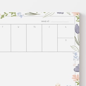 Weekly planner notepad, 50 sheet tear off 8.5x11 paper pad, office stationery
