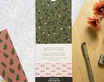 Birthday Calendar, reusable celebration calendar, date organizer and tracker