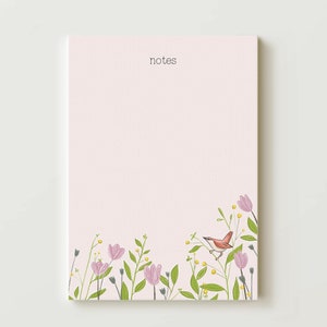 Garden wren notepad, 50 sheet tear off 5x7 paper pad, office stationery
