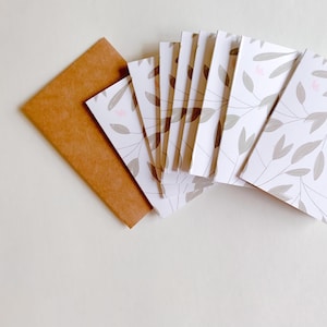 Enclosure cards, Mini folded notecards, pack of 8 assorted hand-painted designs on recycled paper