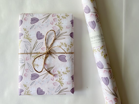 Floral Wrapping Paper / Pink Garden / Roll of 3 Sheets 