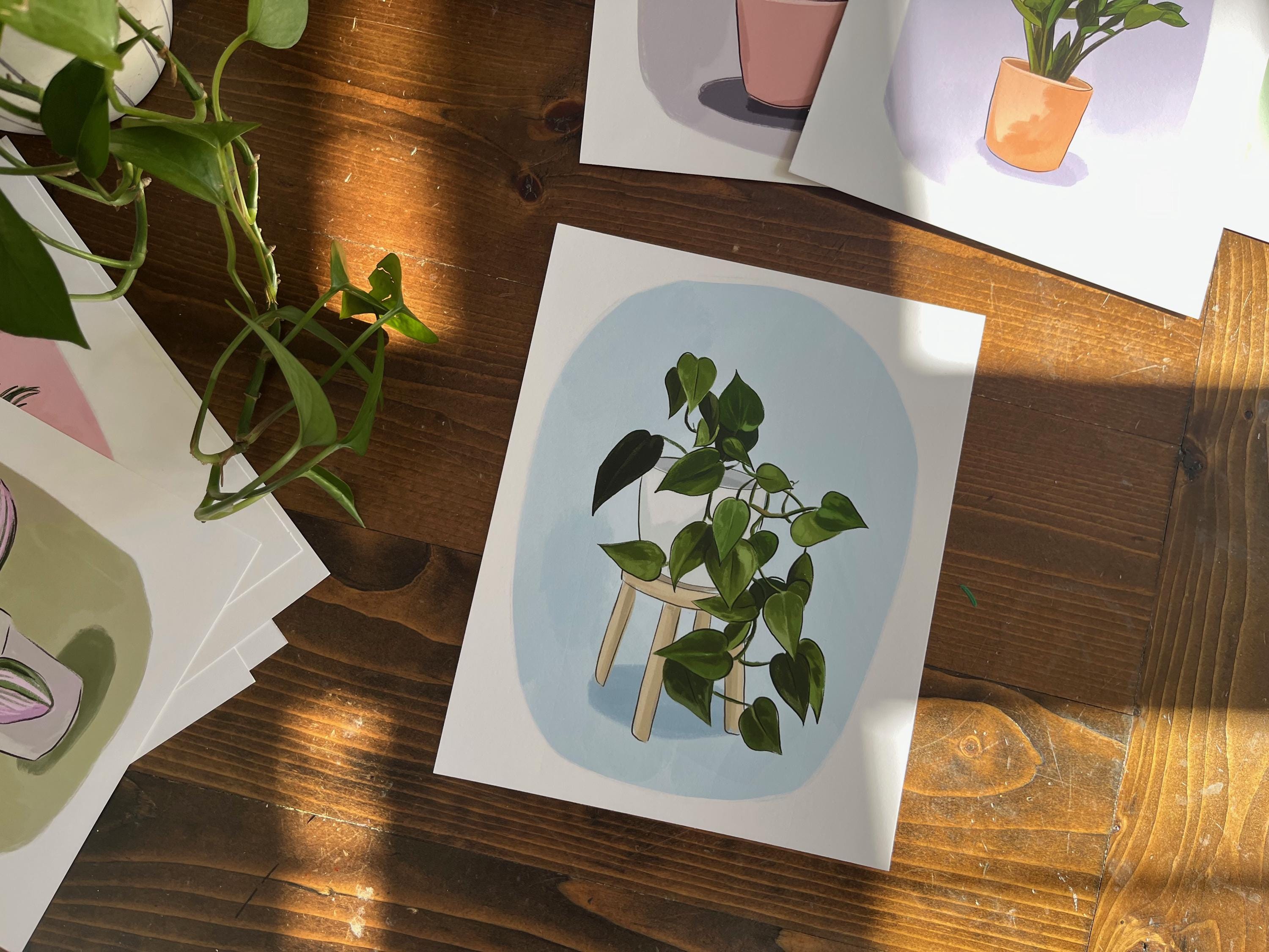 Philodendron Plant Art Print – Hand-painted Botanical Houseplant Wall ...