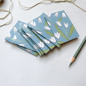 Enclosure cards, Mini folded notecards, pack of 8 assorted hand-painted designs on recycled paper