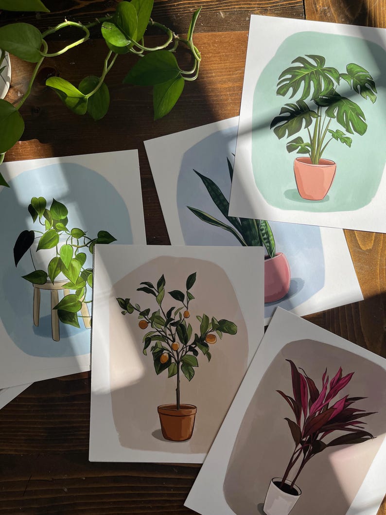 Philodendron Plant Art Print – Hand-painted Botanical Houseplant Wall ...