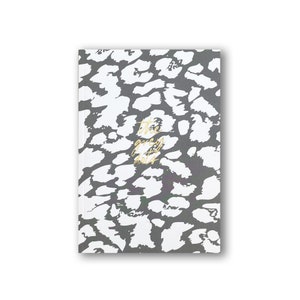 Cuaderno de notas Bullet Journal con páginas punk, tapa blanda con estampado de leopardo y edición dorada, inicial personalizada del nombre