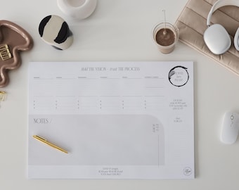 A2 Desk Planner Pad, Weekly Agenda, Priority List, Home Office